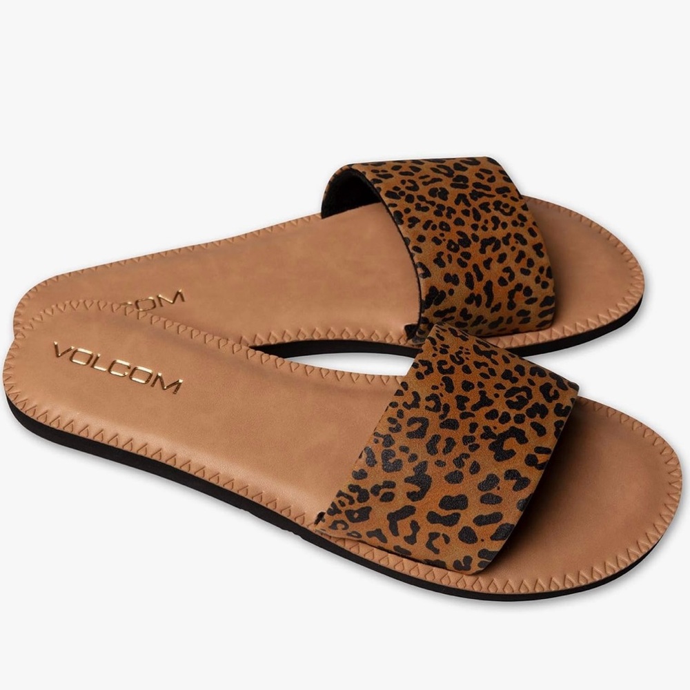 Volcom womens Simple Slide Synthetic Leather Strap Slide Sandal